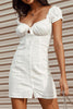 Load image into Gallery viewer, White Bodycon Graduation Dress with Button