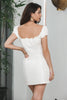 Load image into Gallery viewer, Sheath Single Breasted Lace-Up Little White Dress With Puff Sleeves