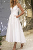 Load image into Gallery viewer, White V-Neck Graduation Dress with Open Back