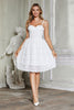 Load image into Gallery viewer, White Spaghetti Straps Corset Graduation Dress with Feather