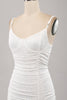 Load image into Gallery viewer, Spaghetti Straps Bodycon Pleated Lace Little White Graduation Dress