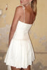 Load image into Gallery viewer, Spaghetti Straps White Pleated Corset Graduation Dress