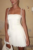 Load image into Gallery viewer, Spaghetti Straps White Pleated Corset Graduation Dress