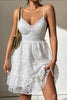 Load image into Gallery viewer, White Spaghetti Straps Graduation Dress with Lace