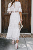 Load image into Gallery viewer, White V-Neck Tiered Graduation Dress with Half sleeves