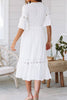 Load image into Gallery viewer, V-Neck White Ruched Graduation Dress with Half sleeves