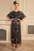 Load image into Gallery viewer, Glitter Black Batwing Sleeves Sequins Long 1920s Flapper Dress