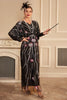 Load image into Gallery viewer, Glitter Black Batwing Sleeves Sequins Long 1920s Flapper Dress