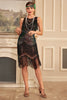 Load image into Gallery viewer, Glitter Black Green Sequins Fringes 1920s Gatsby Dress