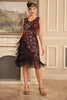 Load image into Gallery viewer, Sparkly Black Sequins Fringed 1920s Flapper Dress