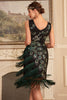 Load image into Gallery viewer, Sparkly Black Sequins Fringed 1920s Flapper Dress