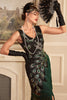 Load image into Gallery viewer, Sparkly Black Sequins Fringed 1920s Flapper Dress