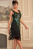 Load image into Gallery viewer, Sparkly Black Sequins Fringed 1920s Flapper Dress