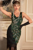 Load image into Gallery viewer, Sparkly Black Sequins Fringed 1920s Flapper Dress