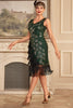 Load image into Gallery viewer, Sparkly Black Sequins Fringed 1920s Flapper Dress