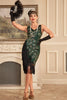 Load image into Gallery viewer, Sparkly Black Sequins Fringed 1920s Flapper Dress