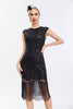 Load image into Gallery viewer, Black Sequins 1920s Gatsby Dress with Fringes