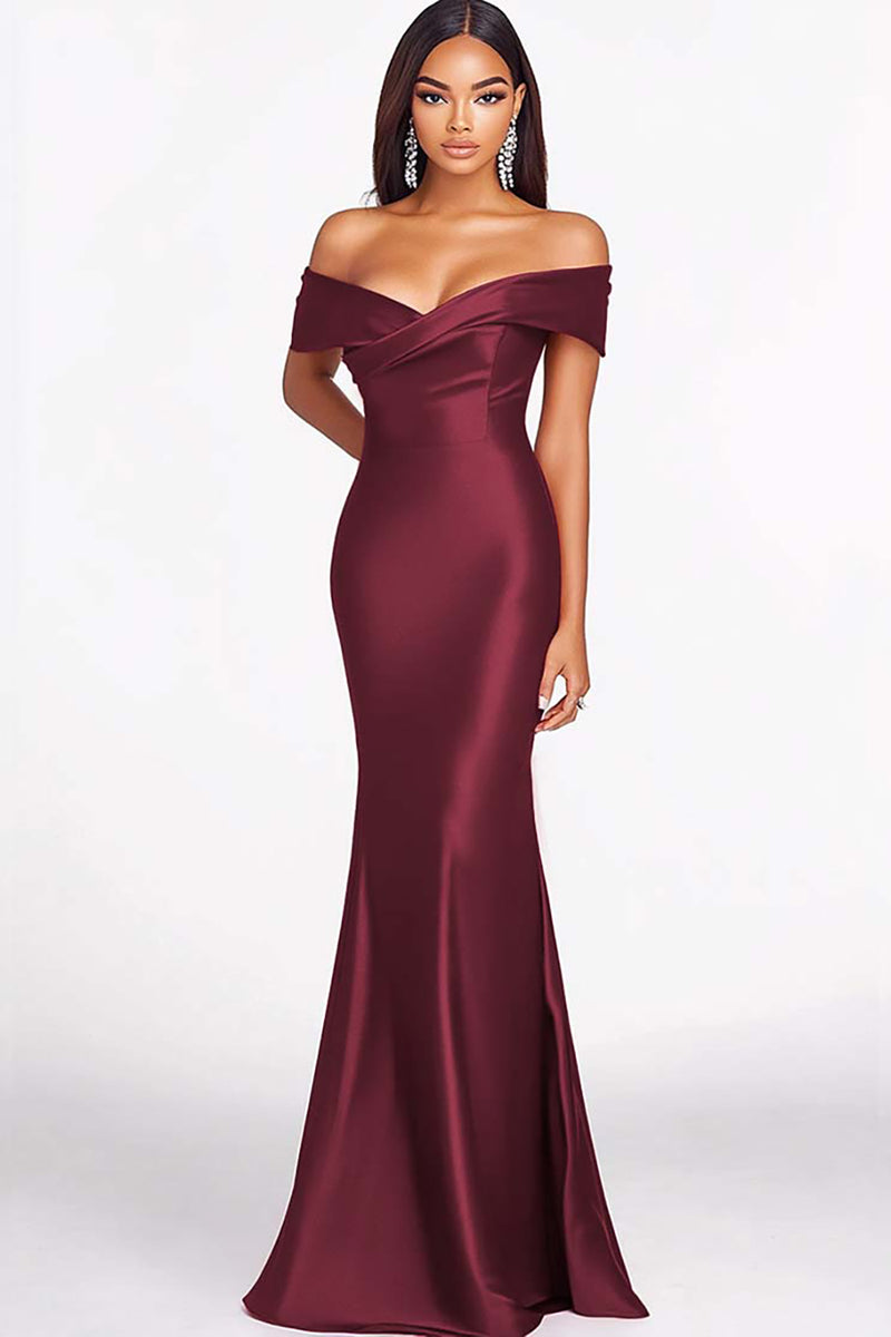 Load image into Gallery viewer, Elegant Red Off the Shoulder Mermaid Long Formal Dress