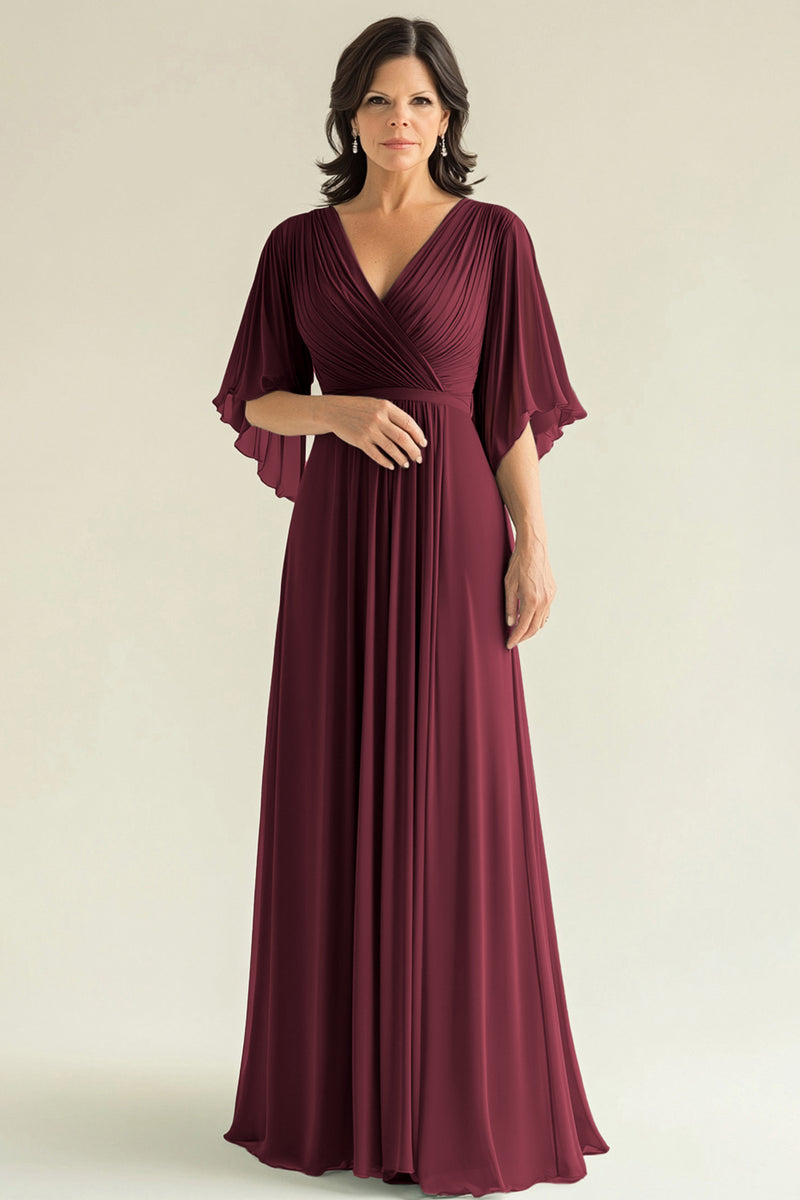 Load image into Gallery viewer, Agave V-Neck A Line Pleated Mother of the Bride Dress