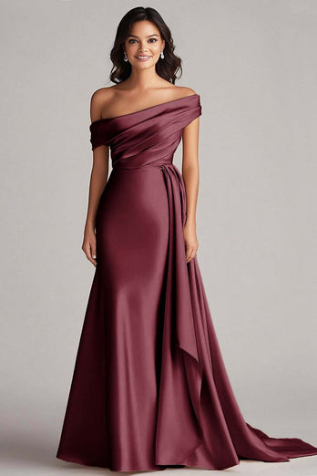 Elegant Champagne Off the Shoulder Long Formal Dress with Side Cape