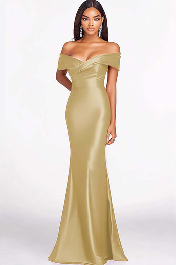 Dark Green Elegant Off the Shoulder Mermaid Long Formal Dress