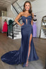 Load image into Gallery viewer, Gold Mermaid Sweetheart Long Prom Dress with Slit