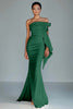 Load image into Gallery viewer, Queendancer Women Dark Green Satin Formal Dress with Slit Sheath Strapless Ruched Long Evening Dress