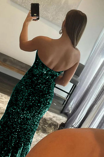 Mermaid Sparkly Black Sequin Long Prom Dress