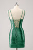 Load image into Gallery viewer, Dark Green Spaghetti Straps Tight Homecoming Dress with Sequins