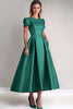 Load image into Gallery viewer, Dusk A Line Puff Sleeves Satin Mother of the Bride Dress