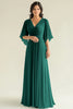 Load image into Gallery viewer, V-Neck A Line Dark Green Pleated Mother of the Bride Dress