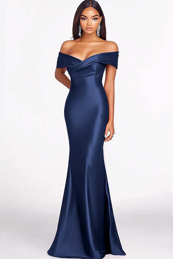 Dark Green Elegant Off the Shoulder Mermaid Long Formal Dress