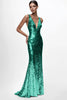 Load image into Gallery viewer, Sparkly Silver Sequin Sheath V-Neck Long Formal Dress