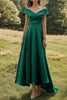 Load image into Gallery viewer, Sage Off the Shoulder A Line Satin Long Formal Dress