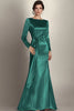 Load image into Gallery viewer, Black Satin Sheath Long Sleeves Mother of the Bride Dress with Side Waist