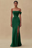 Load image into Gallery viewer, Purple Chiffon Off the Shoulder Ruched Long Formal Dress with Slit