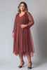 Load image into Gallery viewer, Desert Rose Sparkly V-Neck Tea Length Mother of the Bride Dress