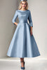 Load image into Gallery viewer, Champagne Satin Tea Length A Line Mother of the Bride Dress