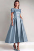 Load image into Gallery viewer, Dusk A Line Puff Sleeves Satin Mother of the Bride Dress