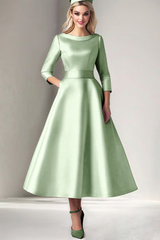 Martini Satin Tea Length A Line Mother of the Bride Dress