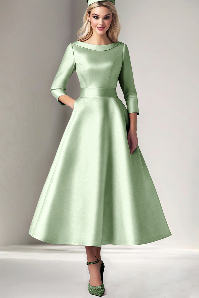 Load image into Gallery viewer, Martini Satin Tea Length A Line Mother of the Bride Dress