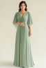 Load image into Gallery viewer, V-Neck A Line Dark Green Pleated Mother of the Bride Dress