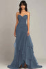 Load image into Gallery viewer, Strapless Black Sheath Tiered Long Chiffon Black Tie Dress