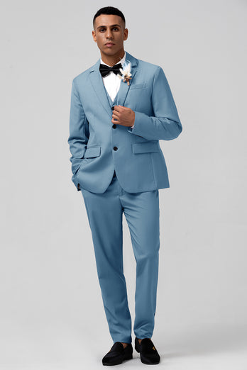 Notched Lapel Coral Single Breasted 3 Piece Prom Suits