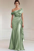 Load image into Gallery viewer, Dusty Rose Asymmetrical Ruched Satin Mother of the Bride Dress