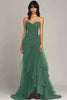 Load image into Gallery viewer, Strapless Black Sheath Tiered Long Chiffon Black Tie Dress