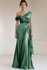 Load image into Gallery viewer, Dusty Rose Asymmetrical Ruched Satin Mother of the Bride Dress