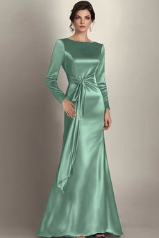 Terracotta Satin Sheath Side Waist Mother of the Bride Dress