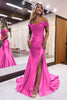 Load image into Gallery viewer, Mermaid Off The Shoulder Court Train Lilac Long Prom Dress With Split