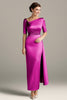 Load image into Gallery viewer, Silver Grey Asymmetrical Ruched Satin Mother of the Bride Dress